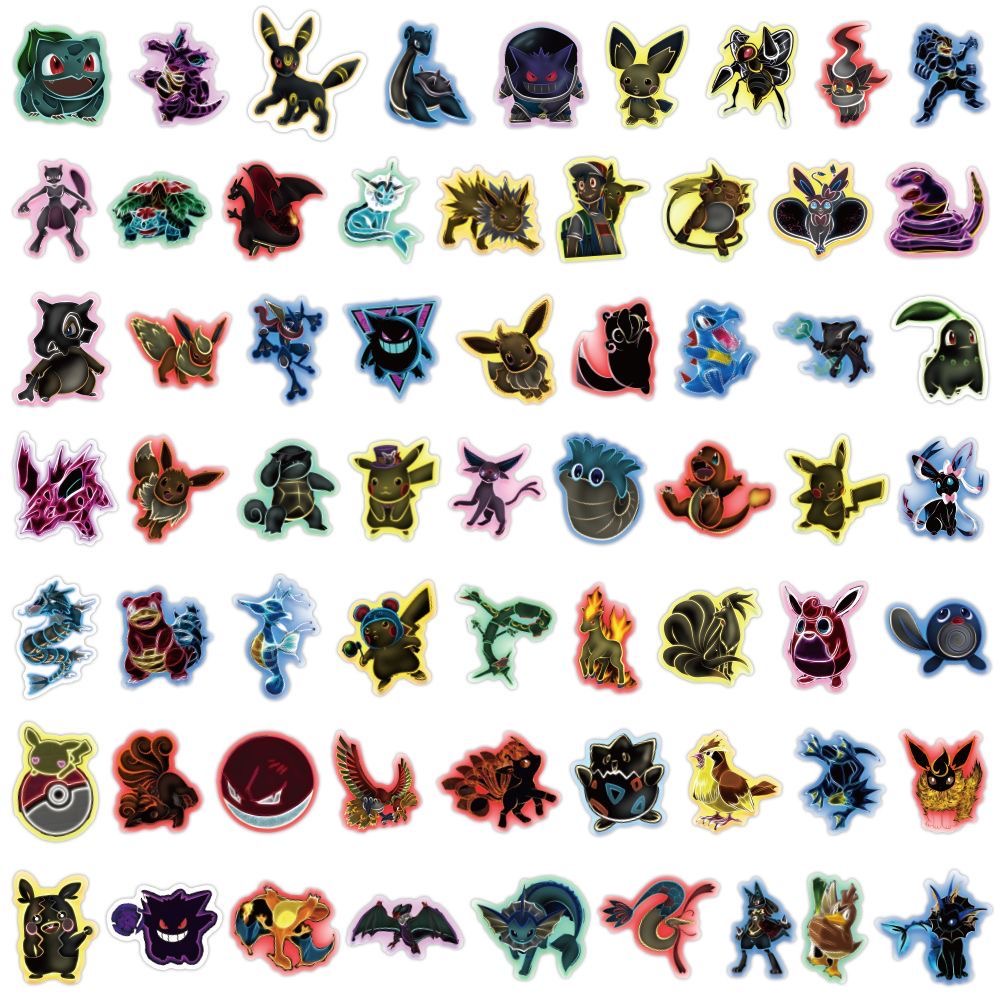 61Pcs Pokémon Stickers Cute Ca - Laptop Accessories Cute ulasan dan harga