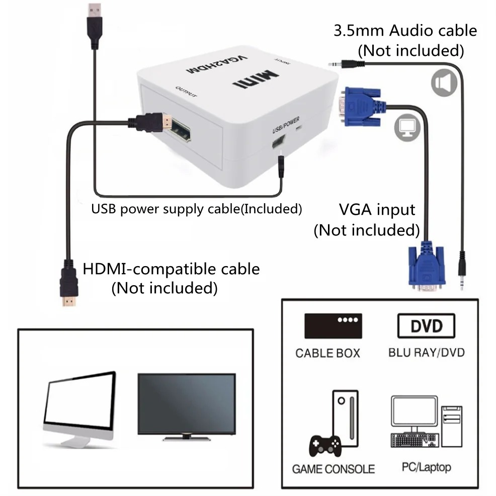 VGA to HDMI Converter Adapter  - Hdmi Vga Adapter ulasan dan harga