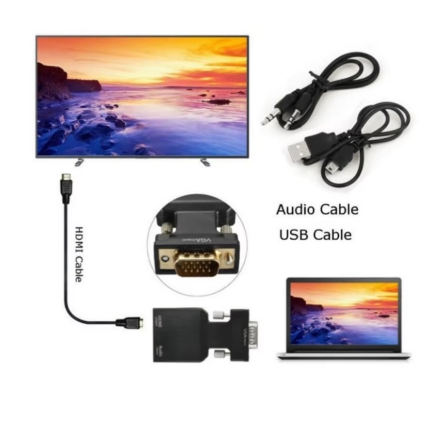 VGA to HDMI-compatible Convert - Hdmi Vga Adapter ulasan dan harga