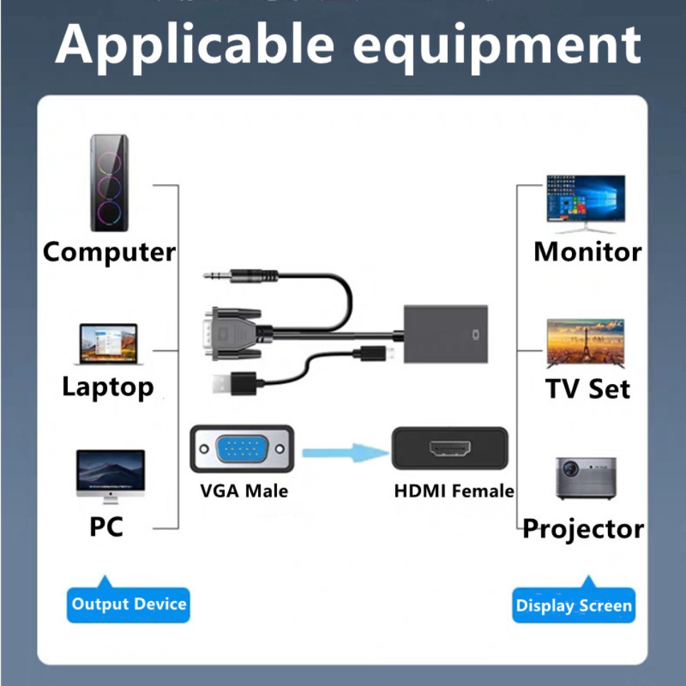 HD 1080P VGA to HDMI Adapter C - Hdmi Vga Adapter ulasan dan harga