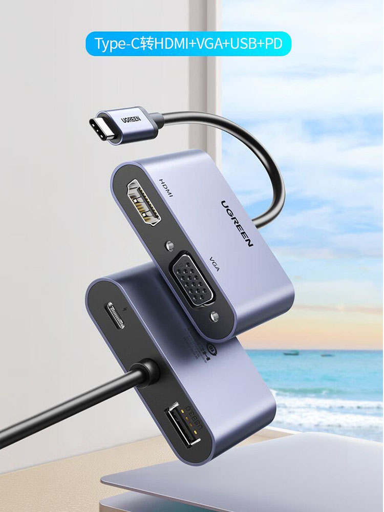 UGREEN USB C Hub Type-C to HDM - Hdmi Vga Adapter ulasan dan harga